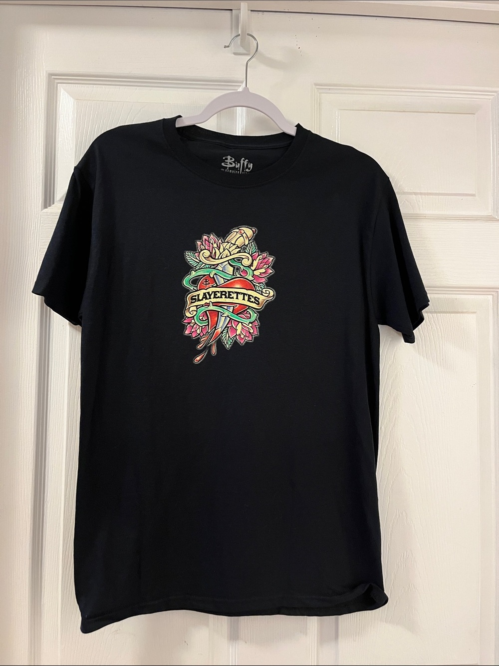 Black Graphic Short Sleeve Tee featuring “Buffy the Vampire Slayer”